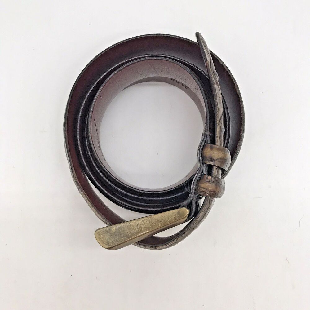 Tulliani Croc Embossed Italian Calfskin Belt Men's 46 Brown Roller Belt 2103 USA - Picture 9 of 16
